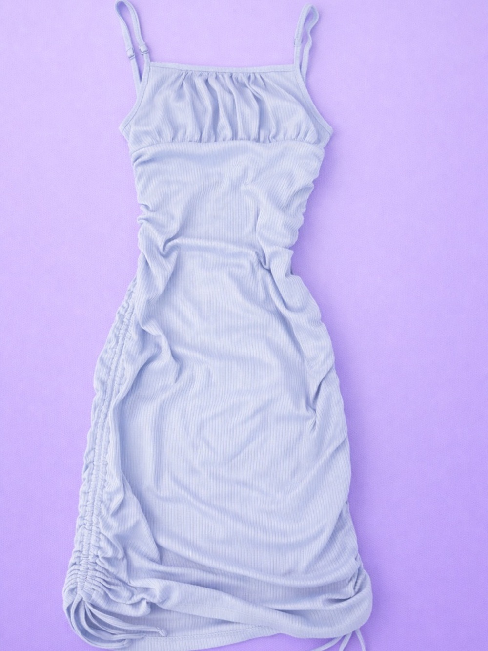 Pink Rose Light Lavender Ruched Midi Dress